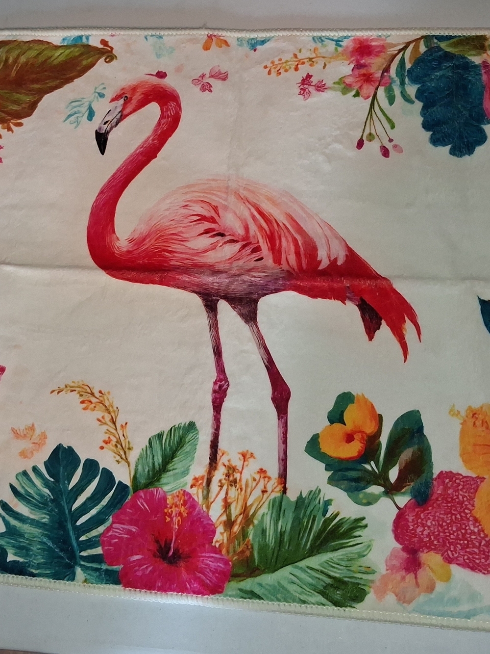 Vibrant Pink Flamingo Tropical Print Floor Rug Mat